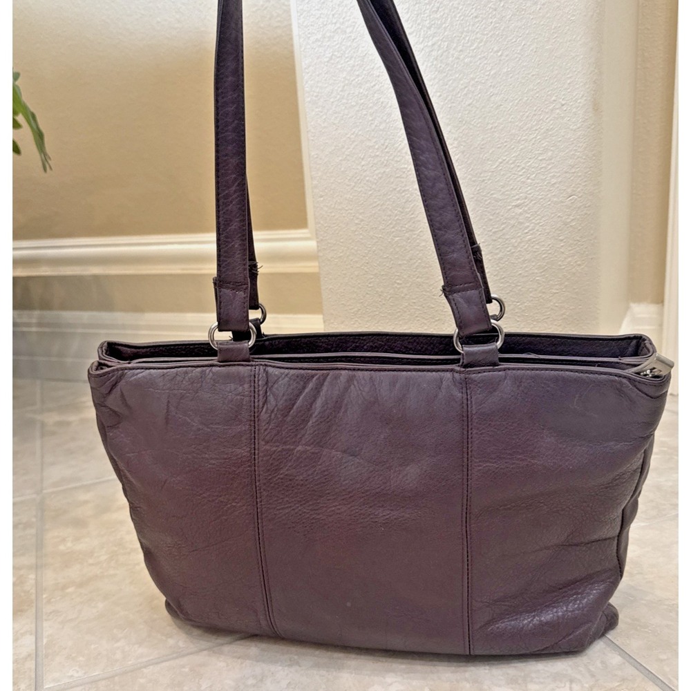 VTG HALSTON brown red leather tote Shoulder Bag 2 compartments Hobo Career